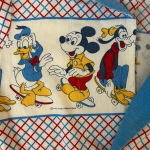 Disney Kids Vintage 70s Robe Size 4 Mickey Donald Goofy Checkered Sleepwear